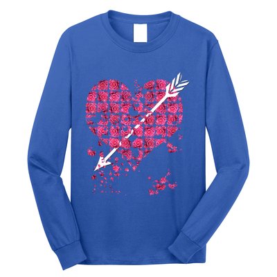 Pink Rose Flower Heart And Arrow Gift Roses Lovers Valentines Day Gift Long Sleeve Shirt