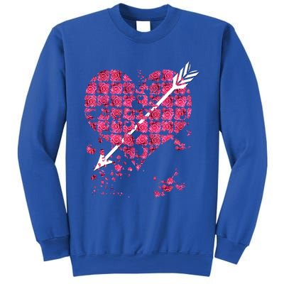 Pink Rose Flower Heart And Arrow Gift Roses Lovers Valentines Day Gift Sweatshirt