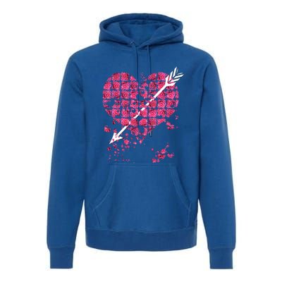 Pink Rose Flower Heart And Arrow Gift Roses Lovers Valentines Day Gift Premium Hoodie