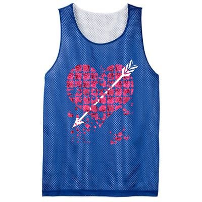 Pink Rose Flower Heart And Arrow Gift Roses Lovers Valentines Day Gift Mesh Reversible Basketball Jersey Tank