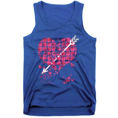 Pink Rose Flower Heart And Arrow Gift Roses Lovers Valentines Day Gift Tank Top