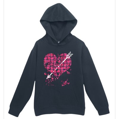 Pink Rose Flower Heart And Arrow Gift Roses Lovers Valentines Day Gift Urban Pullover Hoodie