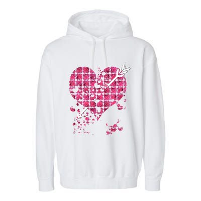 Pink Rose Flower Heart And Arrow Gift Roses Lovers Valentines Day Gift Garment-Dyed Fleece Hoodie