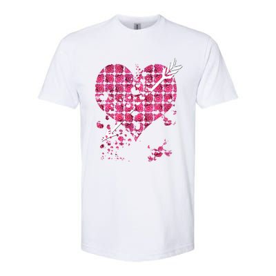 Pink Rose Flower Heart And Arrow Gift Roses Lovers Valentines Day Gift Softstyle CVC T-Shirt