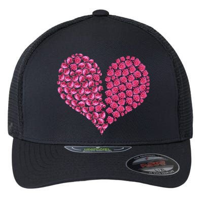 Pink Rose Flowers Broken Heart Roses Lovers Valentines Day Gift Flexfit Unipanel Trucker Cap