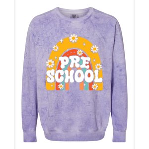 Preschool Rainbow First Day Back To School Teacher Colorblast Crewneck Sweatshirt