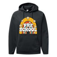 Preschool Rainbow First Day Back To School Teacher Performance Fleece Hoodie