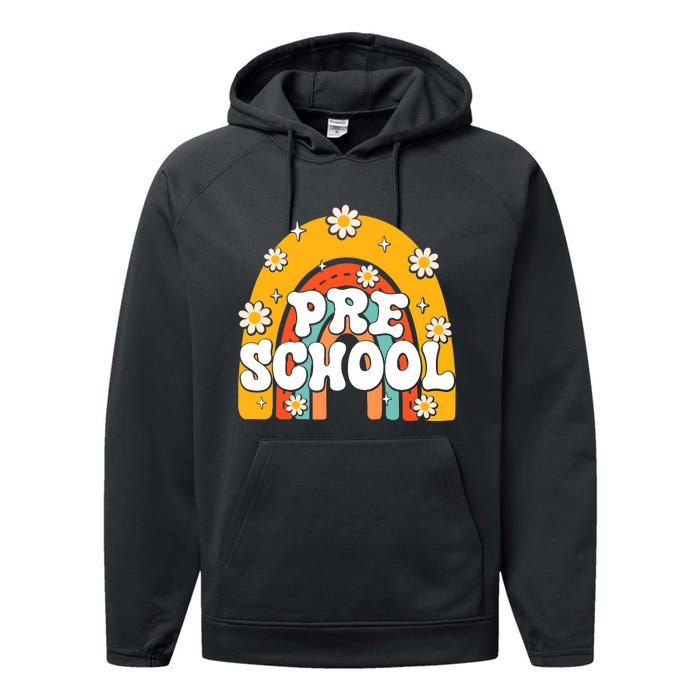 Preschool Rainbow First Day Back To School Teacher Performance Fleece Hoodie