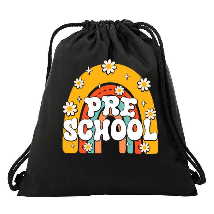 Preschool Rainbow First Day Back To School Teacher Drawstring Bag