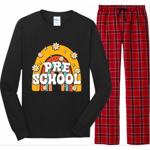 Preschool Rainbow First Day Back To School Teacher Long Sleeve Pajama Set