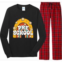 Preschool Rainbow First Day Back To School Teacher Long Sleeve Pajama Set