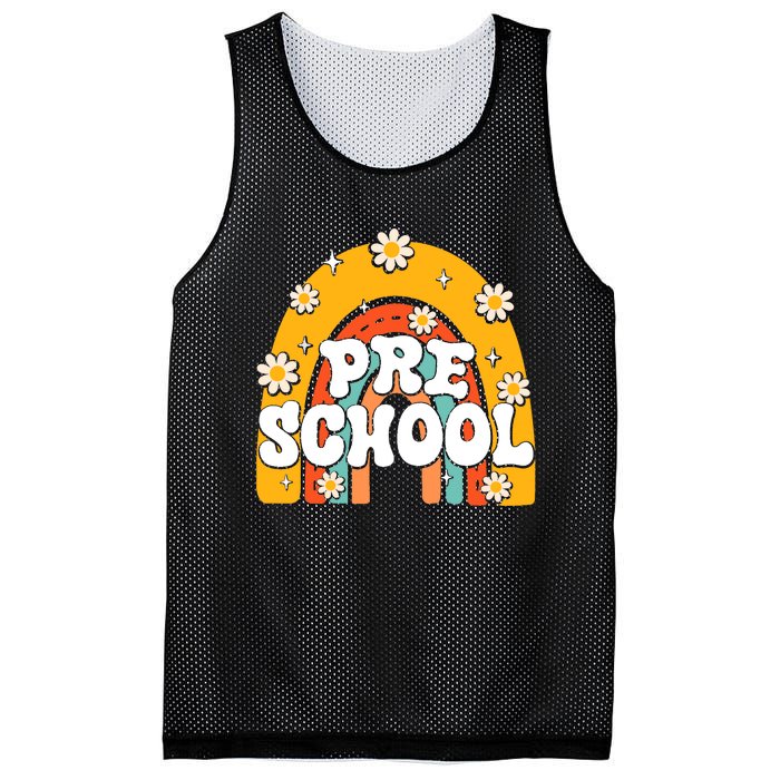 Preschool Rainbow First Day Back To School Teacher Mesh Reversible Basketball Jersey Tank