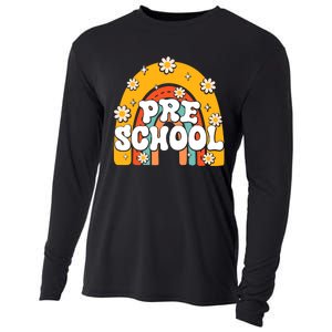 Preschool Rainbow First Day Back To School Teacher Cooling Performance Long Sleeve Crew