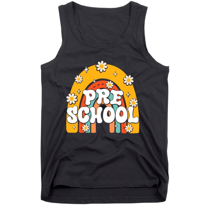 Preschool Rainbow First Day Back To School Teacher Tank Top