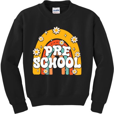 Preschool Rainbow First Day Back To School Teacher Kids Sweatshirt