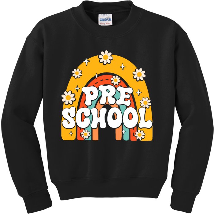 Preschool Rainbow First Day Back To School Teacher Kids Sweatshirt