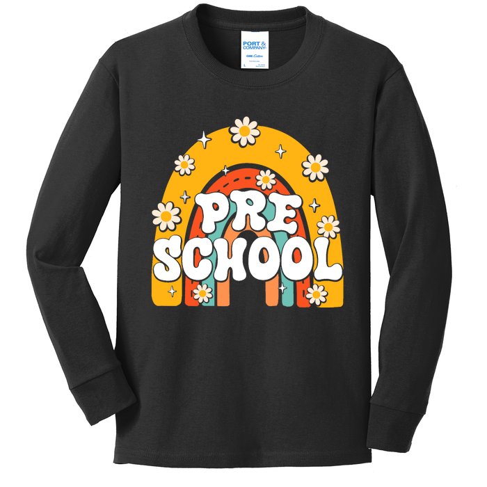 Preschool Rainbow First Day Back To School Teacher Kids Long Sleeve Shirt