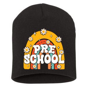 Preschool Rainbow First Day Back To School Teacher Short Acrylic Beanie