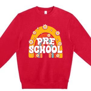 Preschool Rainbow First Day Back To School Teacher Premium Crewneck Sweatshirt