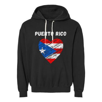 Puerto Rico Flag Holiday Puerto Rico Heart Puerto Rican Flag Garment-Dyed Fleece Hoodie