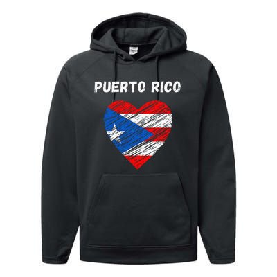 Puerto Rico Flag Holiday Puerto Rico Heart Puerto Rican Flag Performance Fleece Hoodie