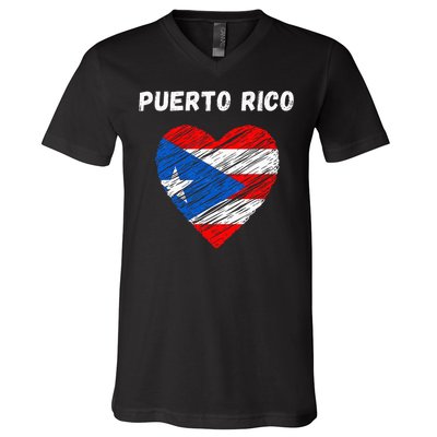 Puerto Rico Flag Holiday Puerto Rico Heart Puerto Rican Flag V-Neck T-Shirt