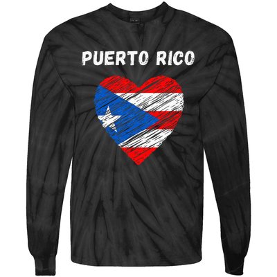 Puerto Rico Flag Holiday Puerto Rico Heart Puerto Rican Flag Tie-Dye Long Sleeve Shirt