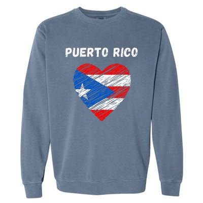 Puerto Rico Flag Holiday Puerto Rico Heart Puerto Rican Flag Garment-Dyed Sweatshirt