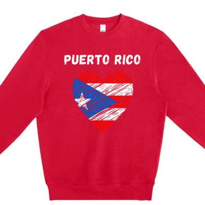 Puerto Rico Flag Holiday Puerto Rico Heart Puerto Rican Flag Premium Crewneck Sweatshirt