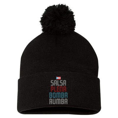 Puerto Rico Flag Music Salsa Plena Bomba Rumba Pom Pom 12in Knit Beanie