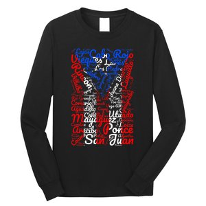 Puerto Rican Flag Towns And Cities Of Puerto Rico Long Sleeve Shirt