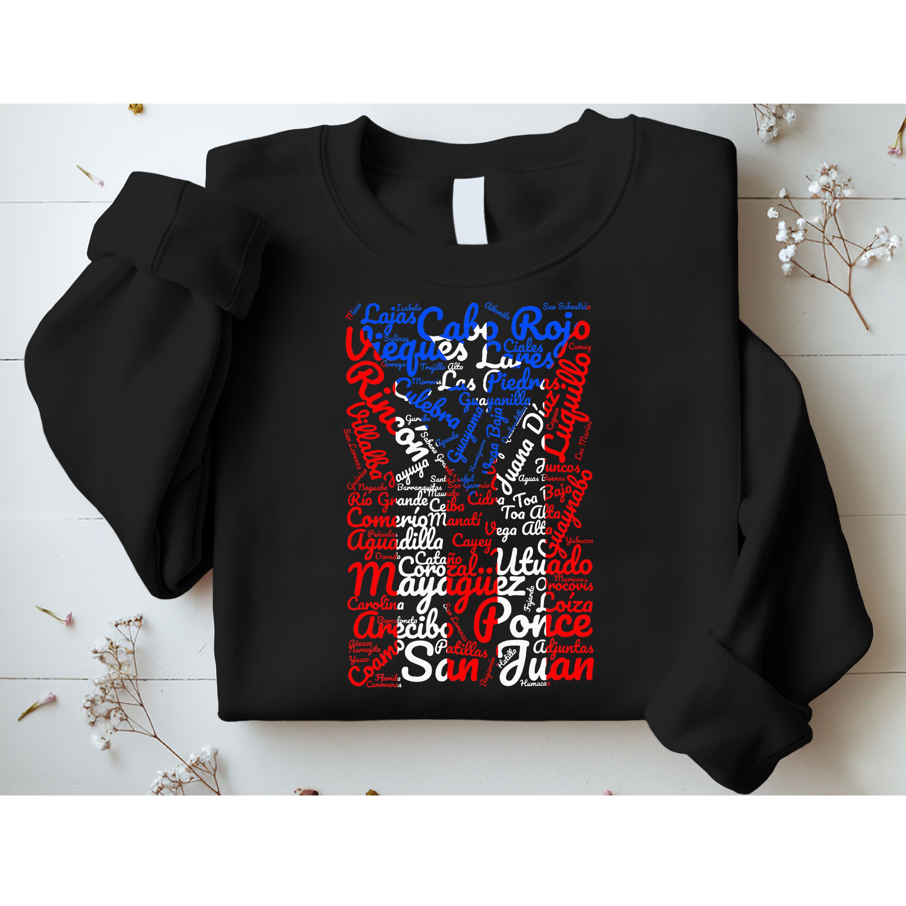 Puerto Rican Flag Towns And Cities Of Puerto Rico Sweatshirt