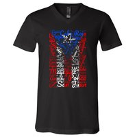 Puerto Rican Flag Towns And Cities Of Puerto Rico V-Neck T-Shirt