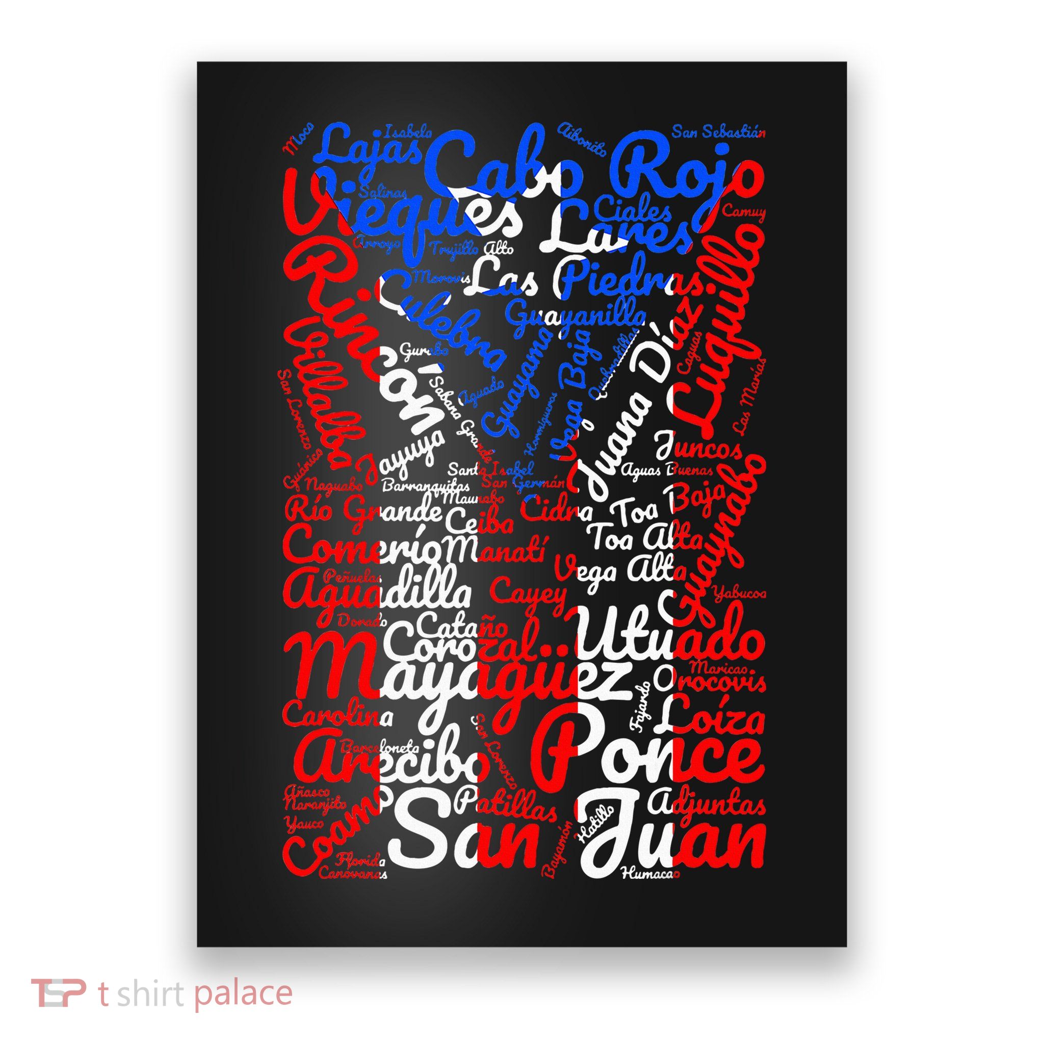 Puerto Rican Flag Towns And Cities Of Puerto Rico Poster