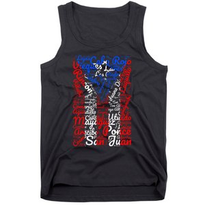 Puerto Rican Flag Towns And Cities Of Puerto Rico Tank Top