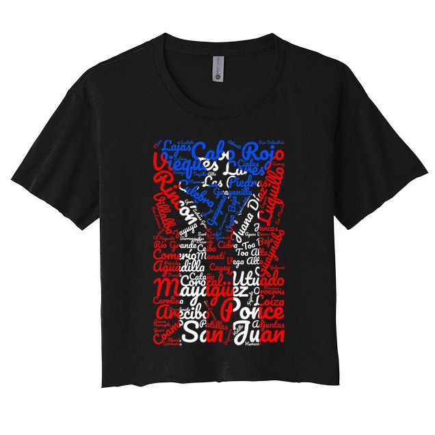 Puerto Rican Flag Towns And Cities Of Puerto Rico Women's Crop Top Tee