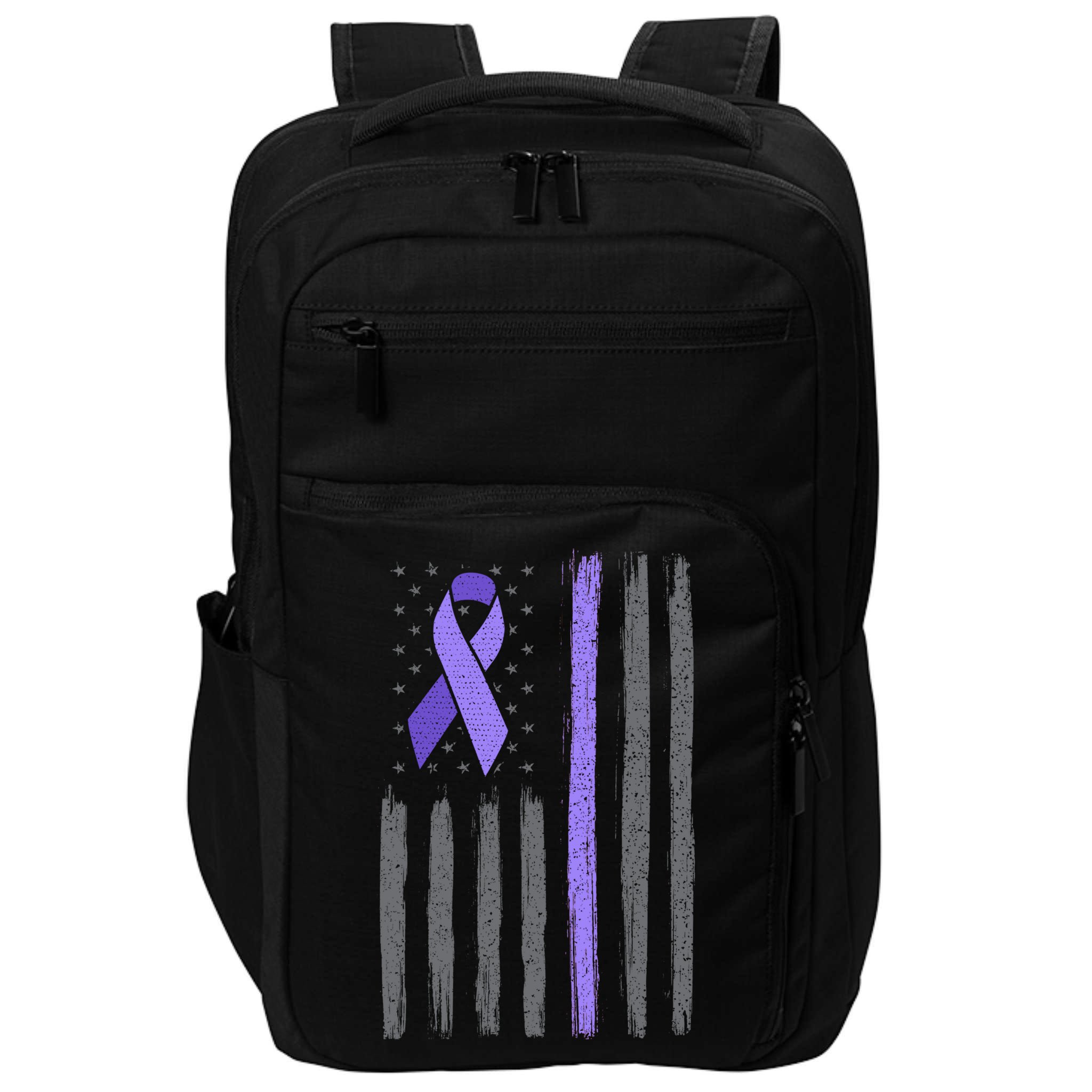 Purple Ribbon Flag Testicular Cancer Awareness Gift Impact Tech Backpack
