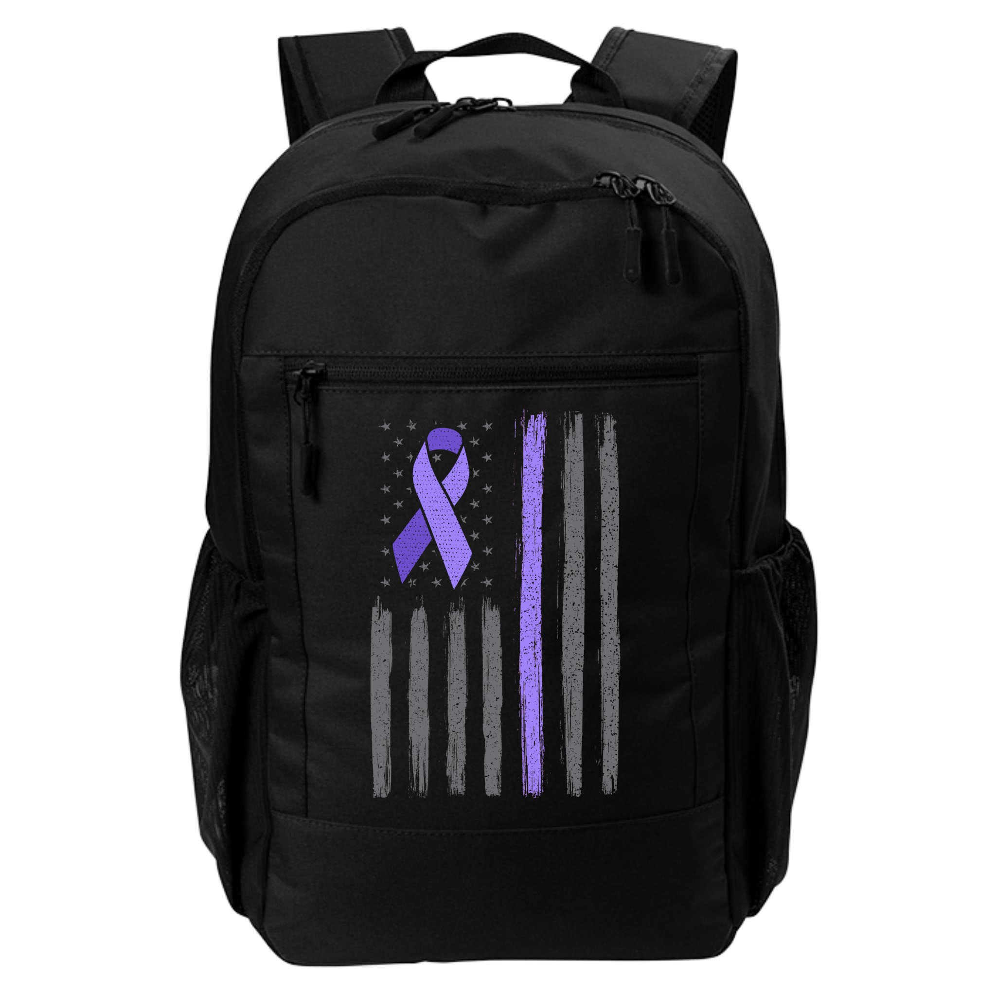 Purple Ribbon Flag Testicular Cancer Awareness Gift Backpack
