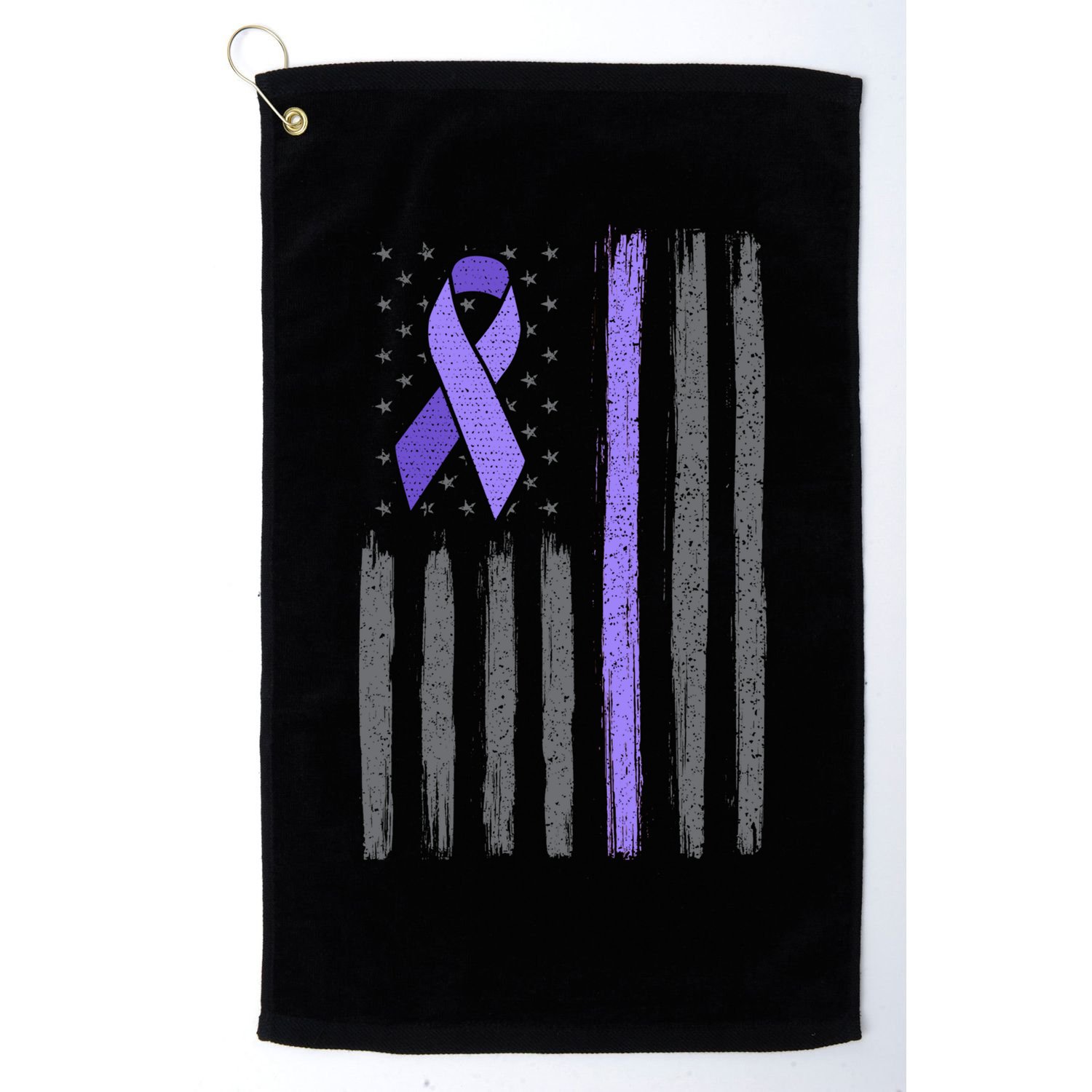 Purple Ribbon Flag Testicular Cancer Awareness Gift Golf Towel