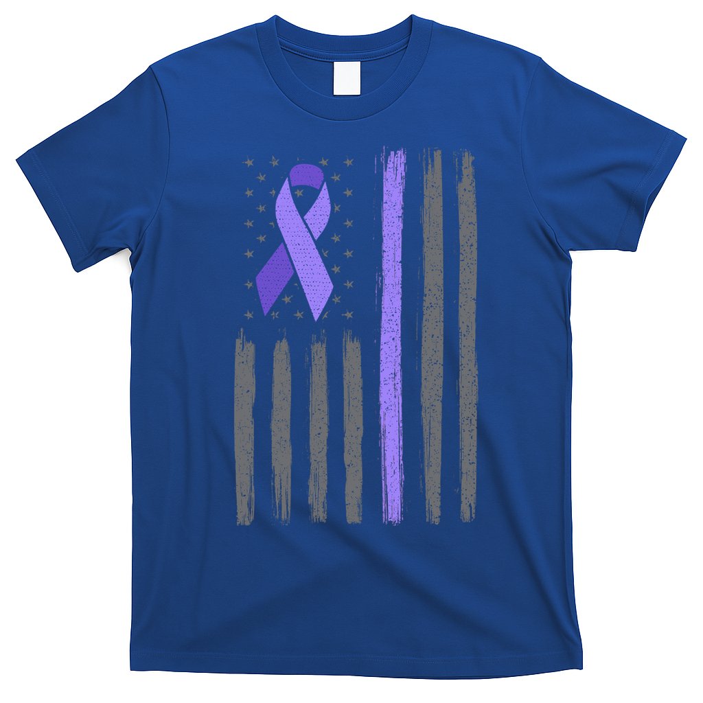 Purple Ribbon Flag Testicular Cancer Awareness Gift T-Shirt