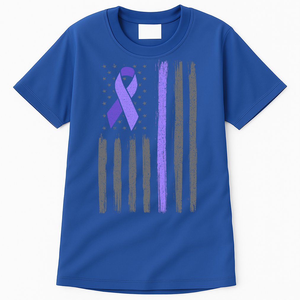 Purple Ribbon Flag Testicular Cancer Awareness Gift Tall T-Shirt
