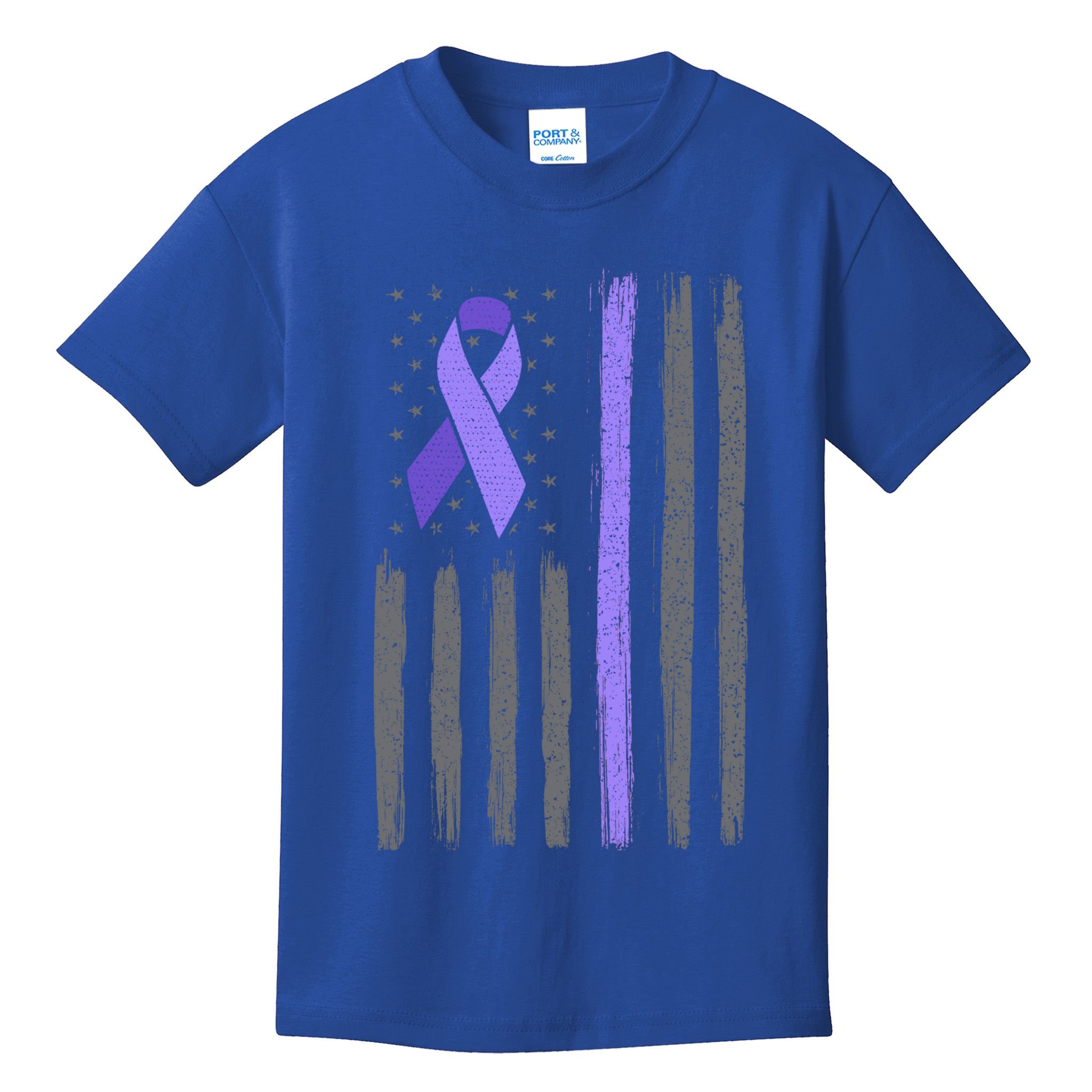 Purple Ribbon Flag Testicular Cancer Awareness Gift Kids T-Shirt