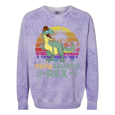 Papasaurus Rex Funny Dad T Colorblast Crewneck Sweatshirt