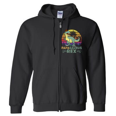 Papasaurus Rex Funny Dad T Full Zip Hoodie