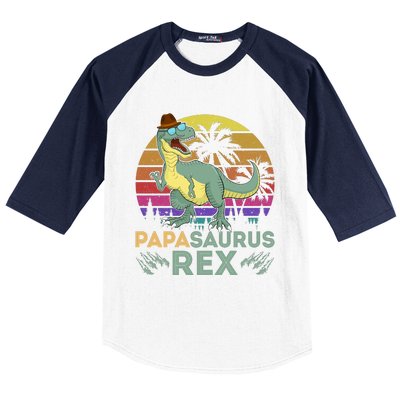 Papasaurus Rex Funny Dad T Baseball Sleeve Shirt