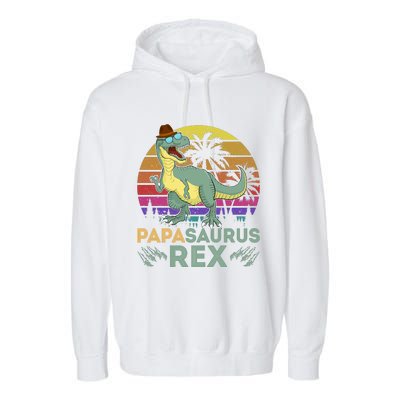 Papasaurus Rex Funny Dad T Garment-Dyed Fleece Hoodie