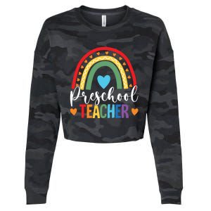 Preschool Rainbow Fun Back To School Preschool PreK Teacher Gift Cropped Pullover Crew