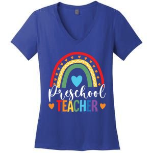 Preschool Rainbow Fun Back To School Preschool PreK Teacher Gift Women's V-Neck T-Shirt