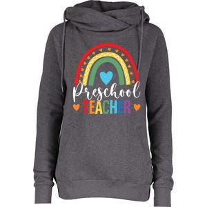 Preschool Rainbow Fun Back To School Preschool PreK Teacher Gift Womens Funnel Neck Pullover Hood