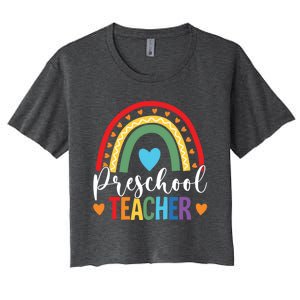 Preschool Rainbow Fun Back To School Preschool PreK Teacher Gift Women's Crop Top Tee